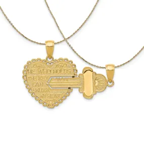 14k Yellow Gold Heart and Key Set (39mm) Necklace