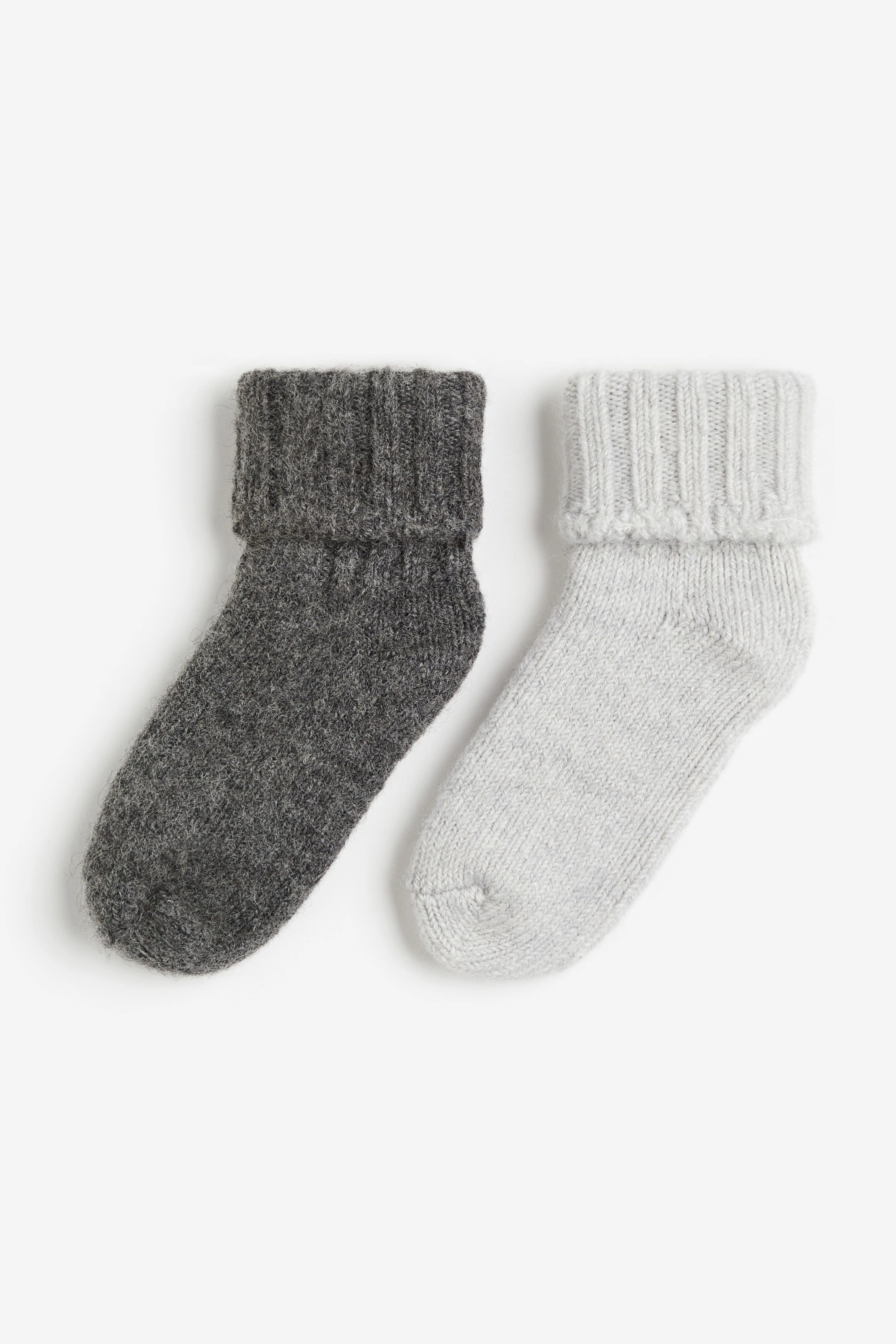 2-pack wool-blend socks - Dark grey/Light grey - Kids | H&M GB