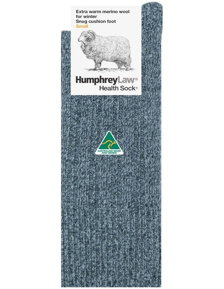 90% Fine Merino Wool Winter Health Over The Calf Socks in Blue