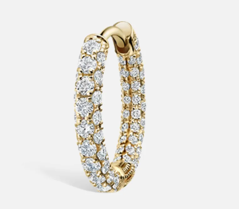 9.5mm Diamond Five Row Pavé Hoop Earring (Bottom Hinge)