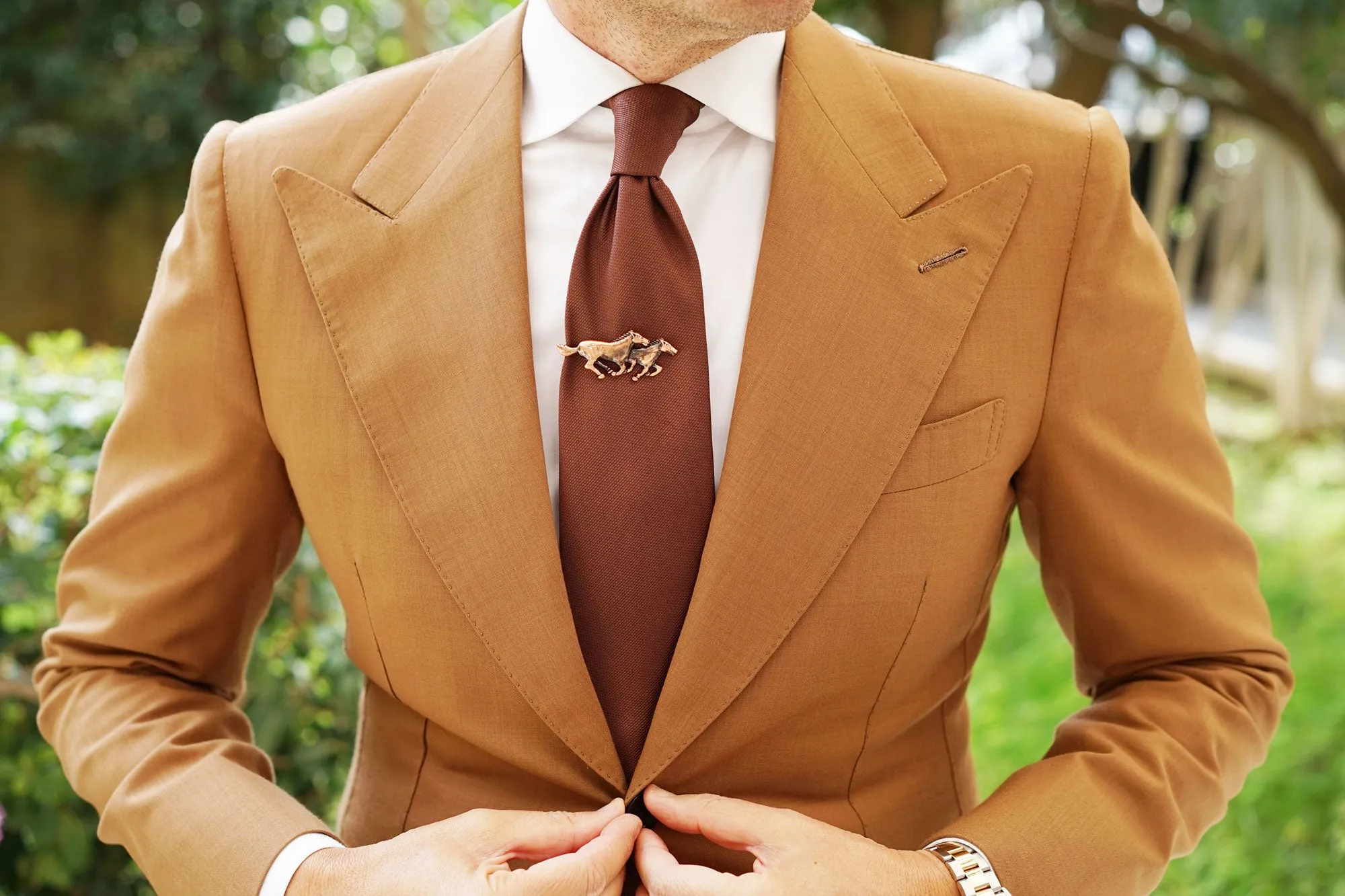 Antique Copper Brumbies Racehorse Tie Bar