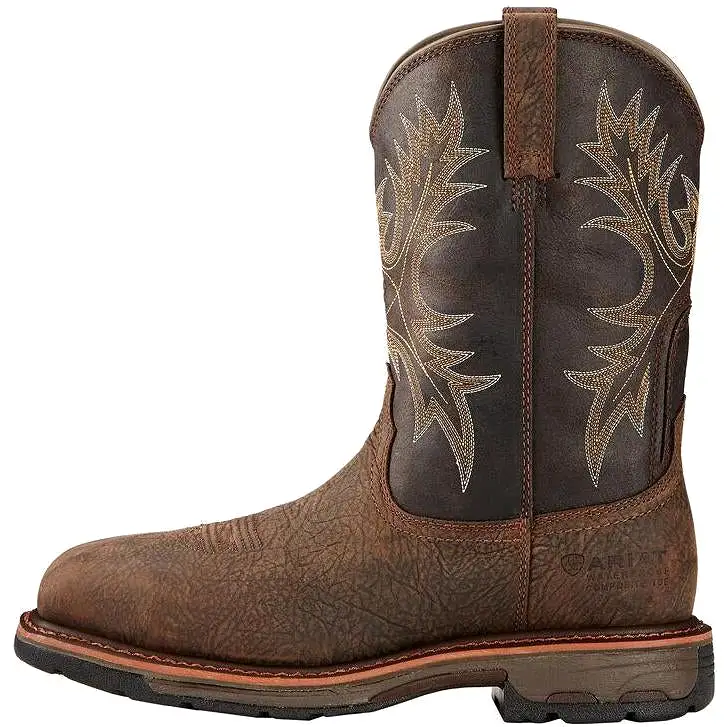 Ariat Men's WorkHog 11 Comp Toe WP Western Work Boot - Bruin Brown - 10017420