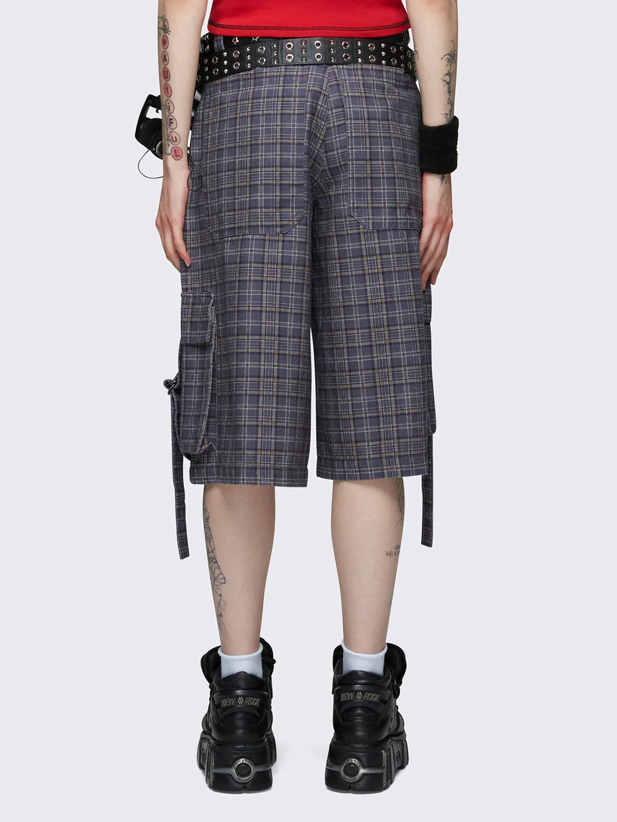 Arlo Plaid Long Cargo Shorts