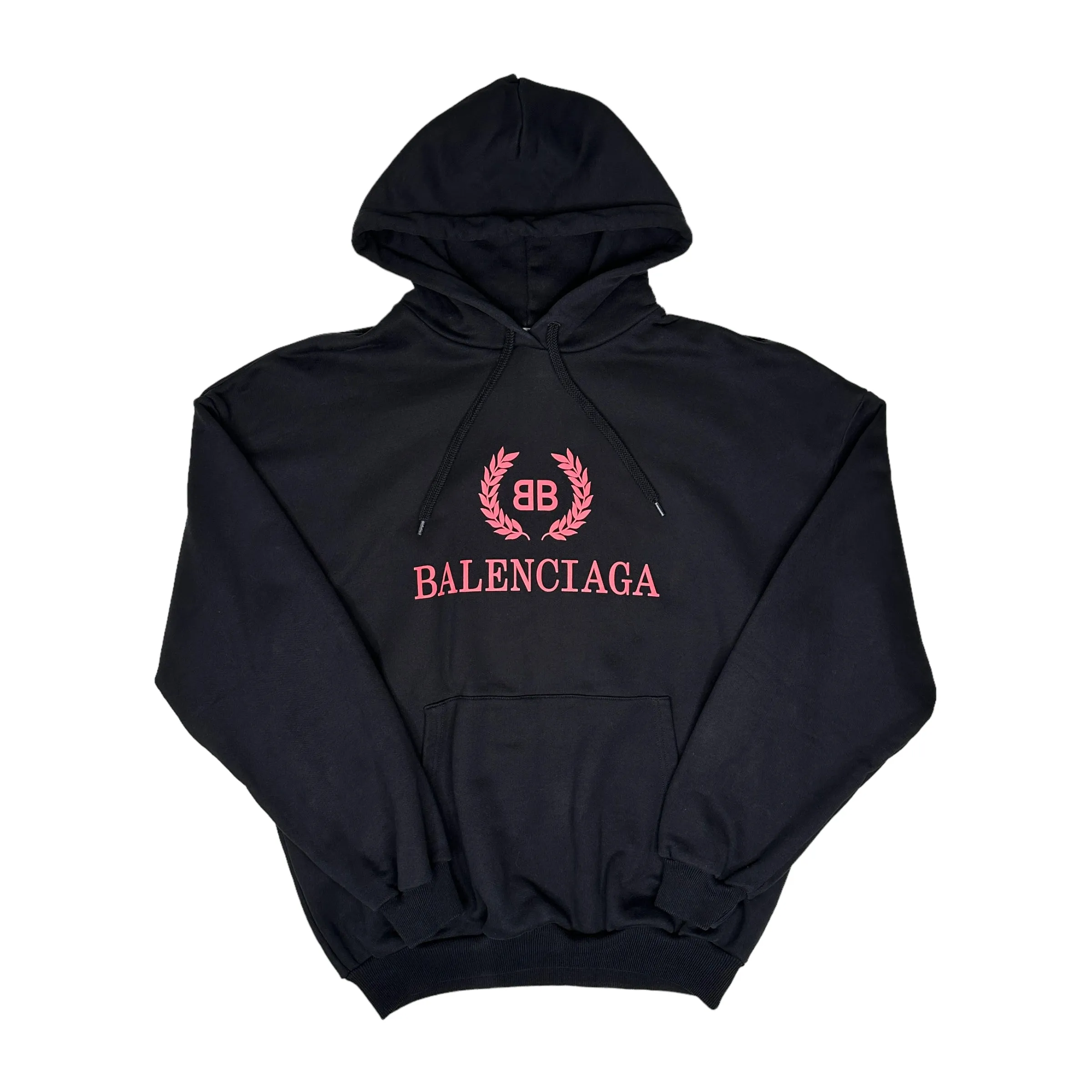 BALENCIAGA 2017 PINK CREST LOGO HOODIE - BLACK