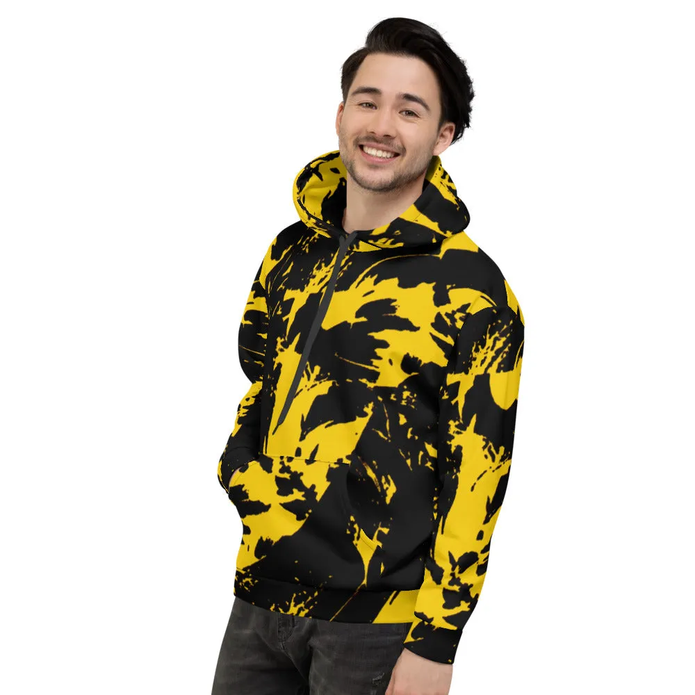 Black and Yellow Paint Splatter Pullover Hoodie