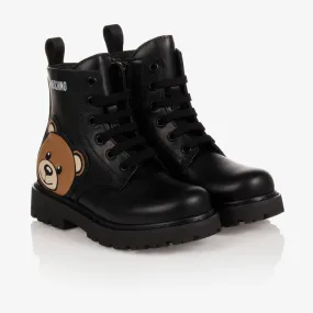 Black Leather Teddy Bear Boots