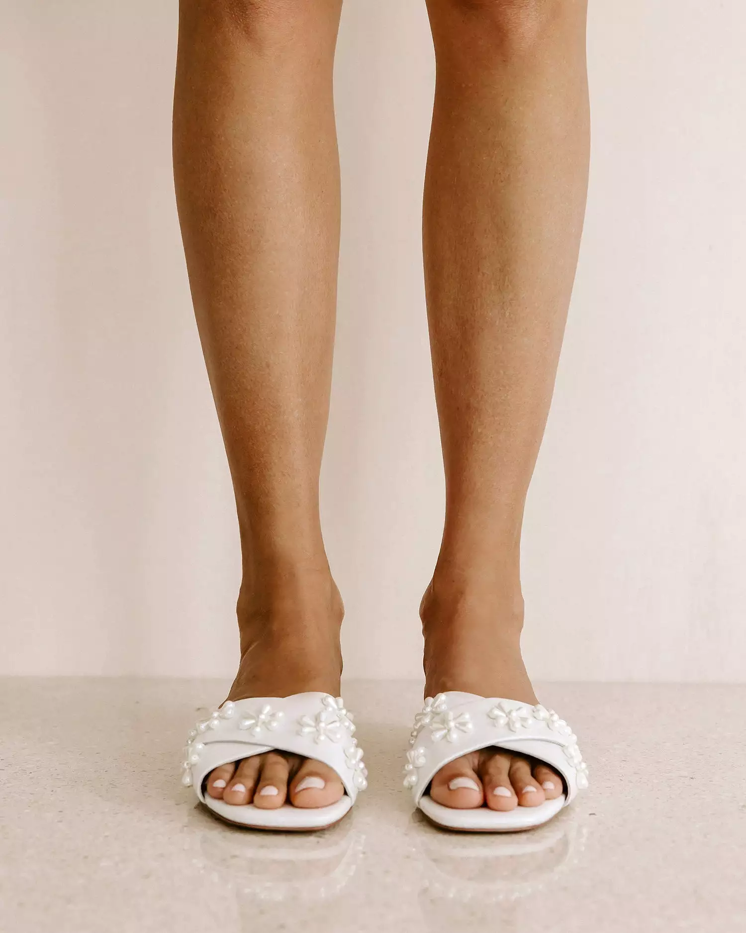 BLOOM FLATS - IVORY PEARL EMBELLISHED FLATS - FINAL SALE