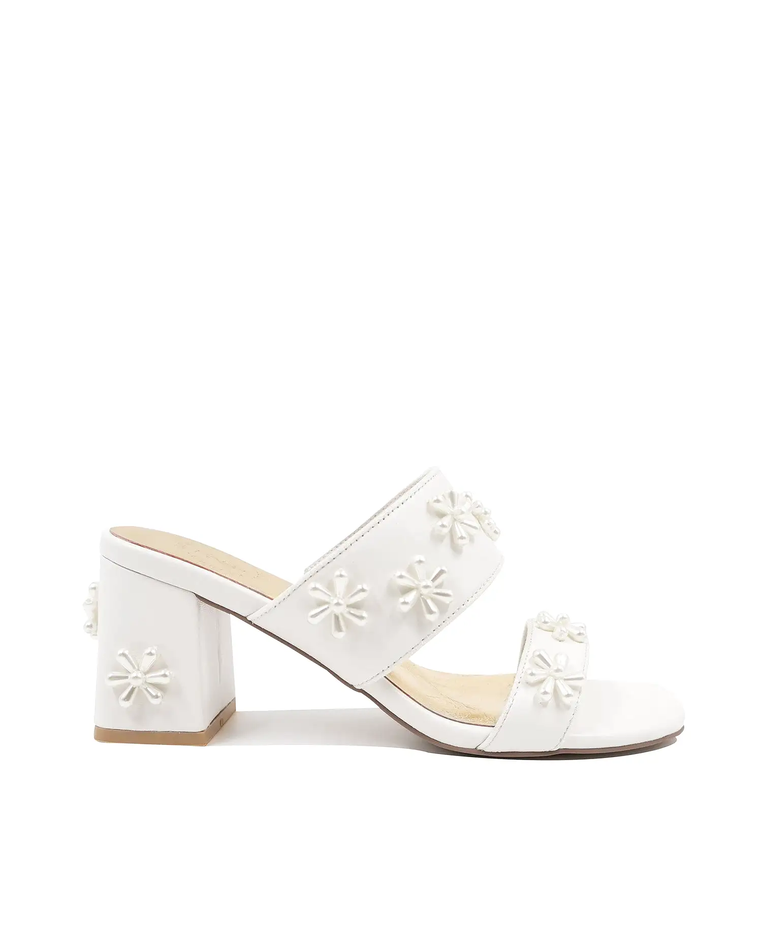 BLOOM MULES -  PEARL FLOWER IVORY BRIDAL SHOES