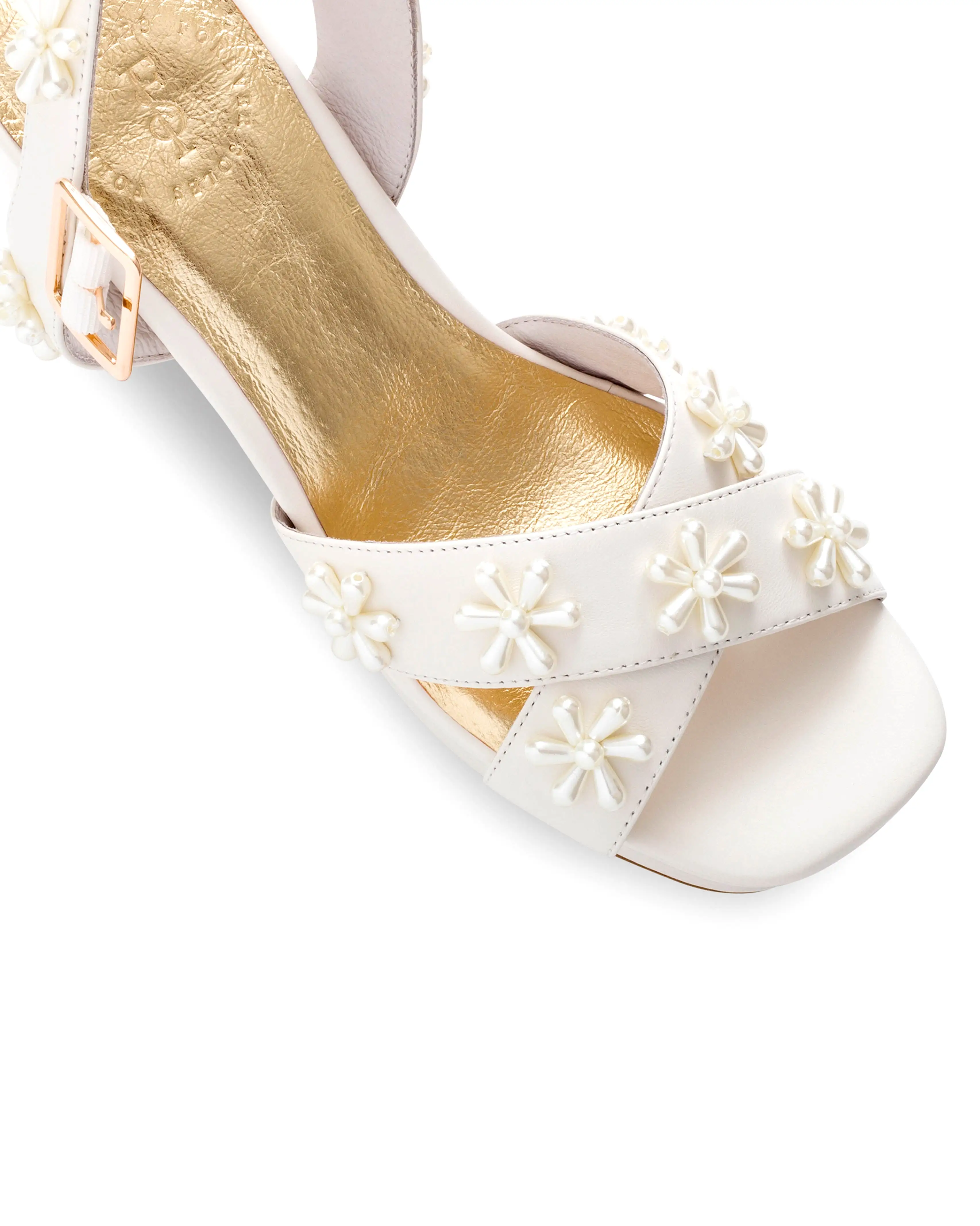 BLOOM PLATFORMS - PEARL FLOWER IVORY BRIDAL SHOES