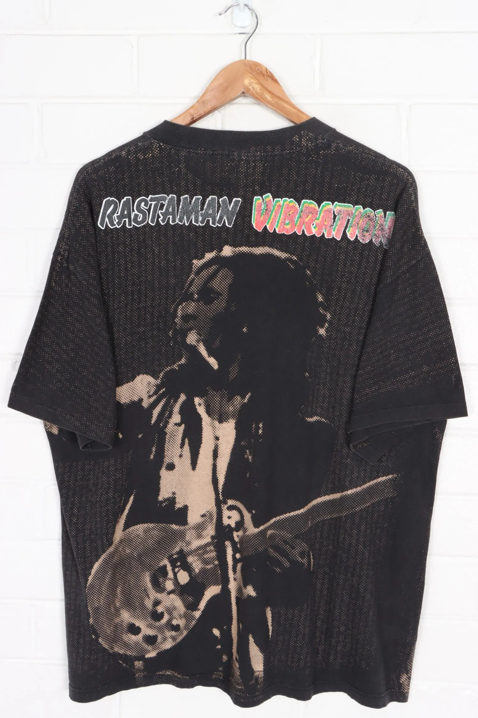 Bob Marley 'Rastaman Vibration' Front Back Single Stitch T-Shirt USA Made (XL)