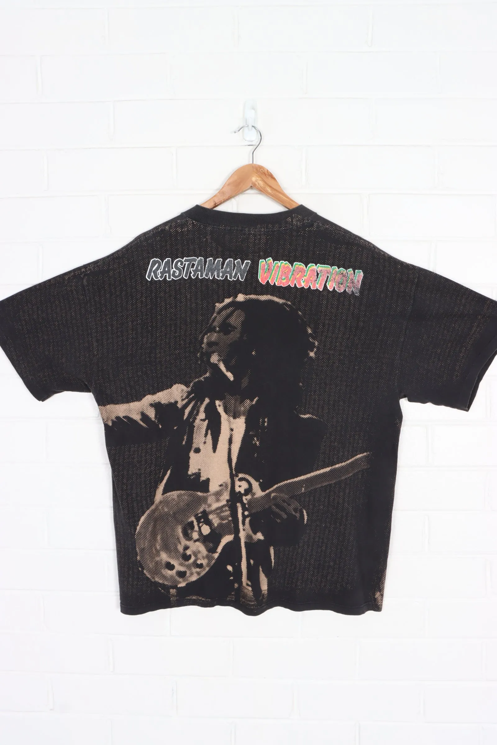 Bob Marley 'Rastaman Vibration' Front Back Single Stitch T-Shirt USA Made (XL)