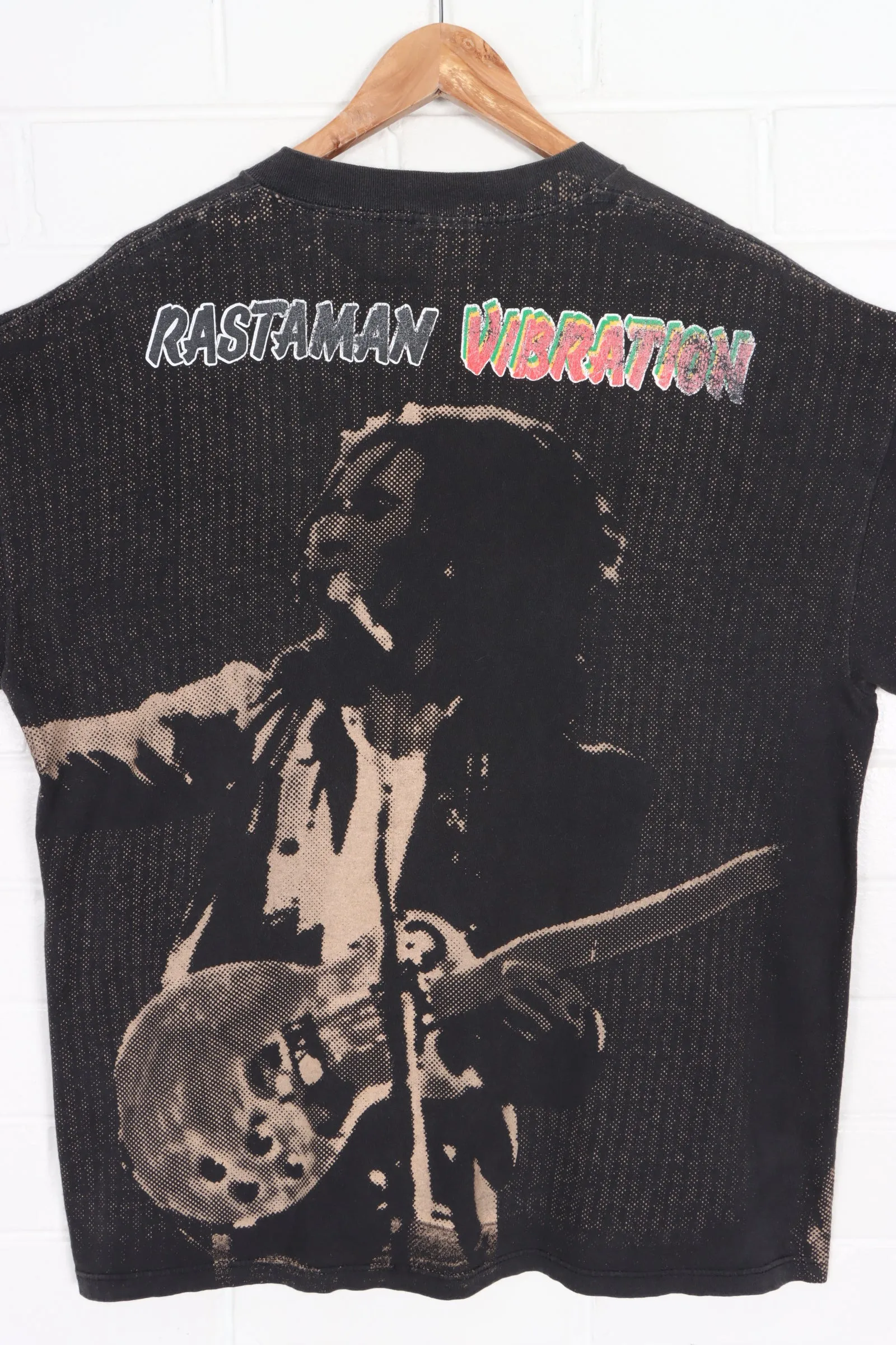 Bob Marley 'Rastaman Vibration' Front Back Single Stitch T-Shirt USA Made (XL)