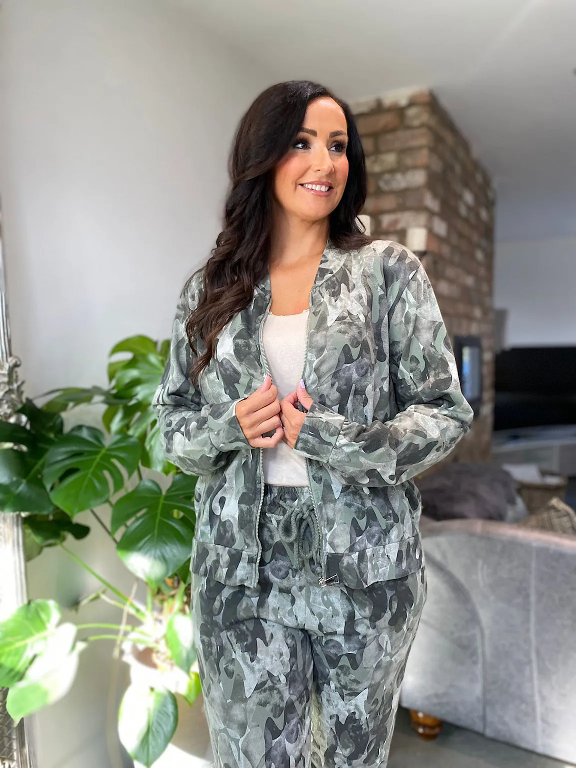 Camo Print Zip Jacket Ellie