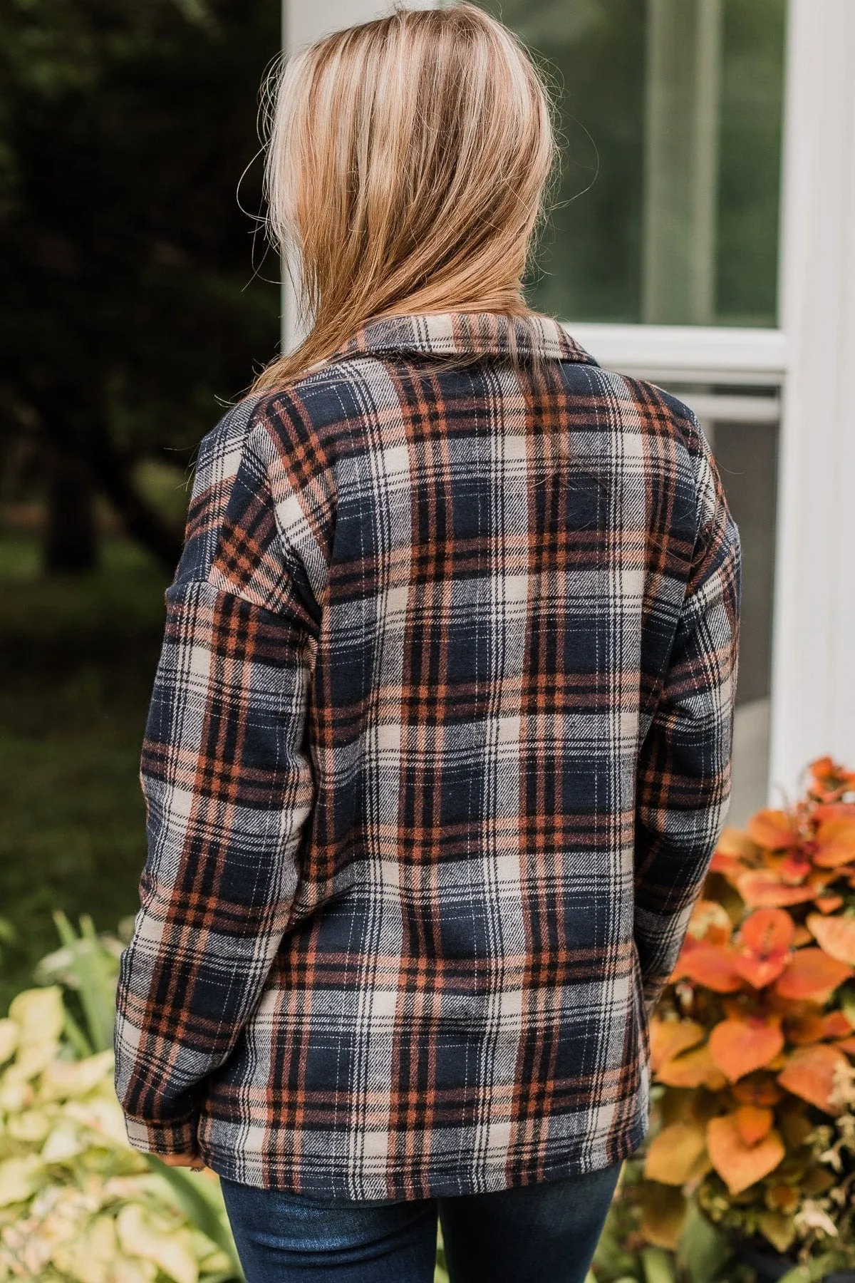 Campfire Nights Plaid Jacket- Navy