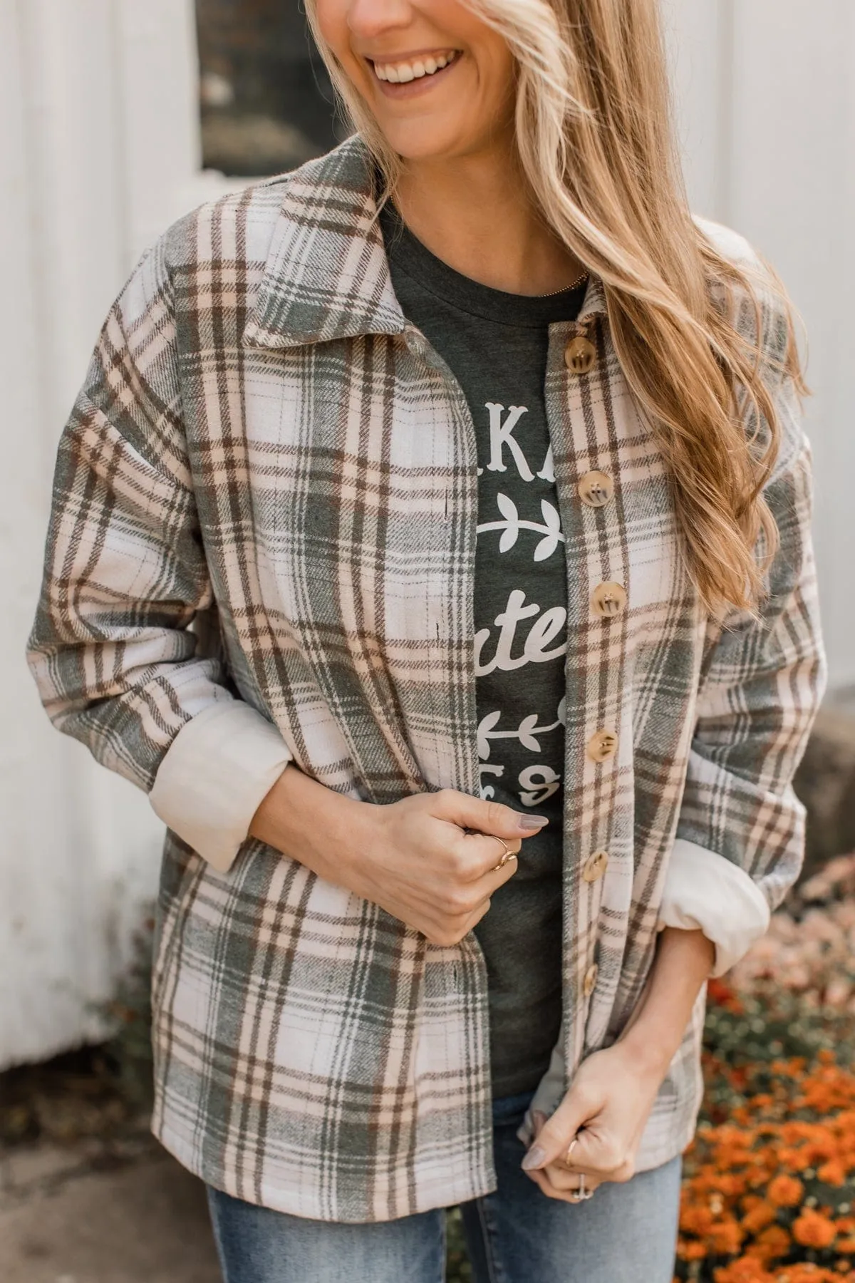 Campfire Nights Plaid Jacket- Sage