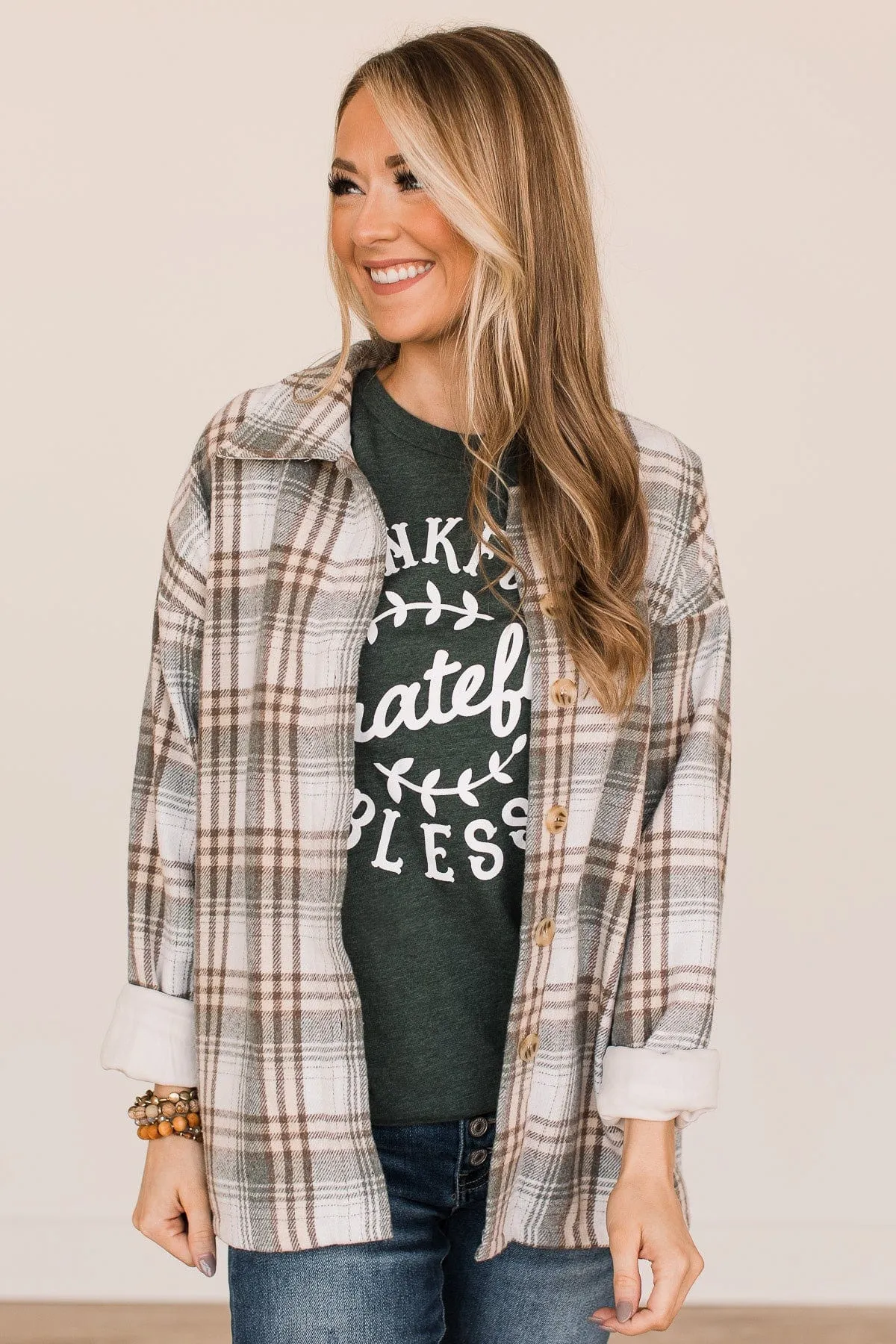 Campfire Nights Plaid Jacket- Sage