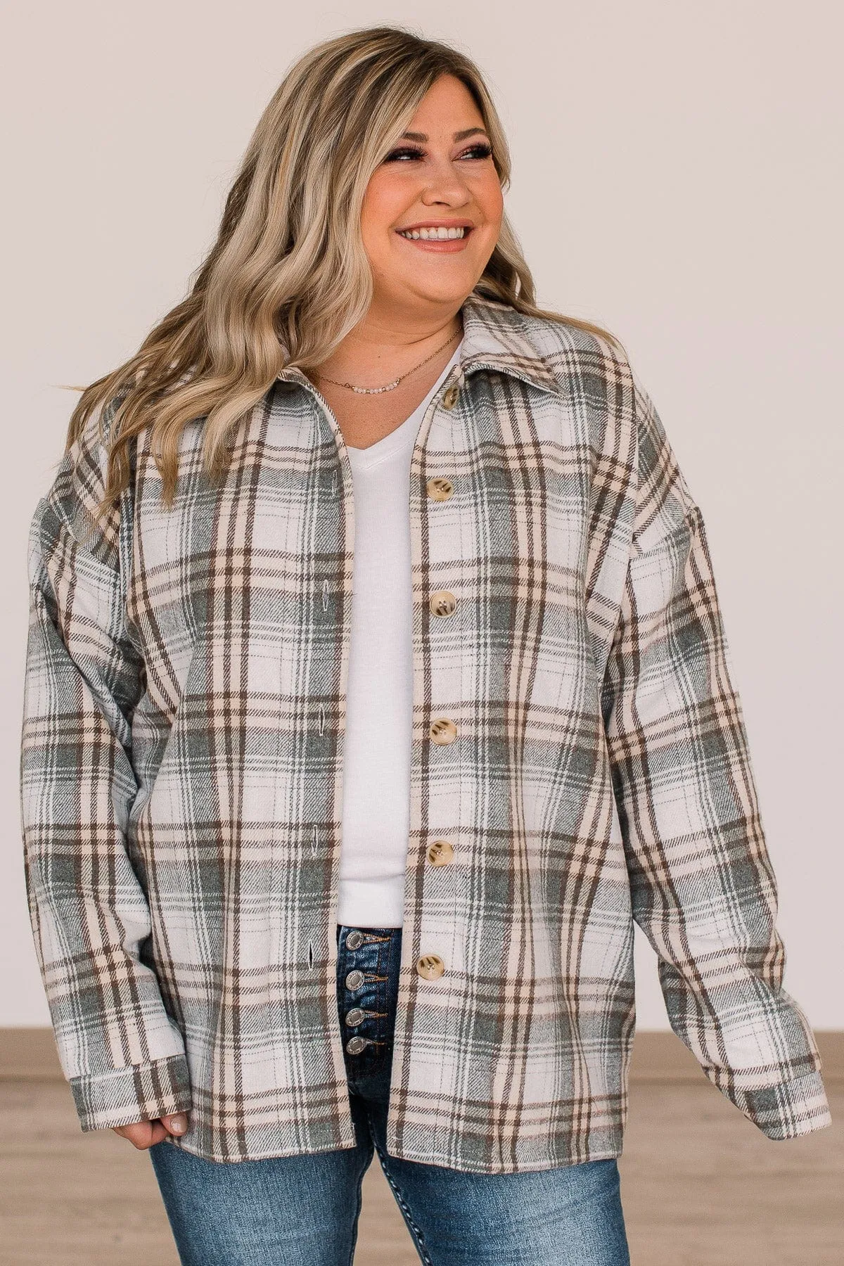 Campfire Nights Plaid Jacket- Sage