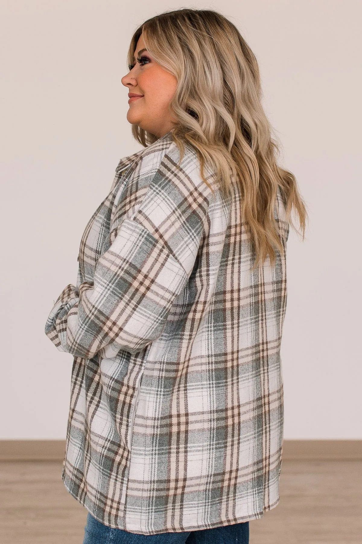 Campfire Nights Plaid Jacket- Sage