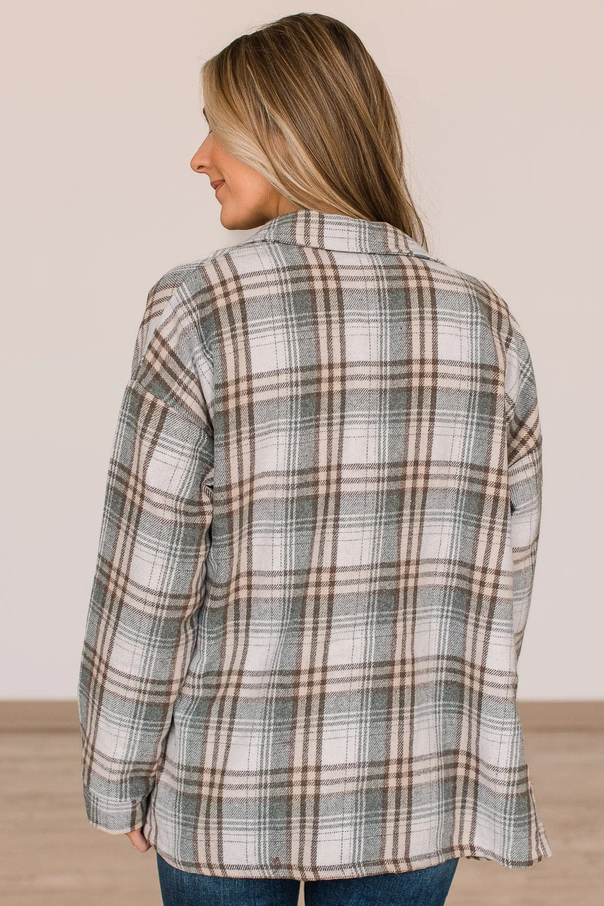 Campfire Nights Plaid Jacket- Sage