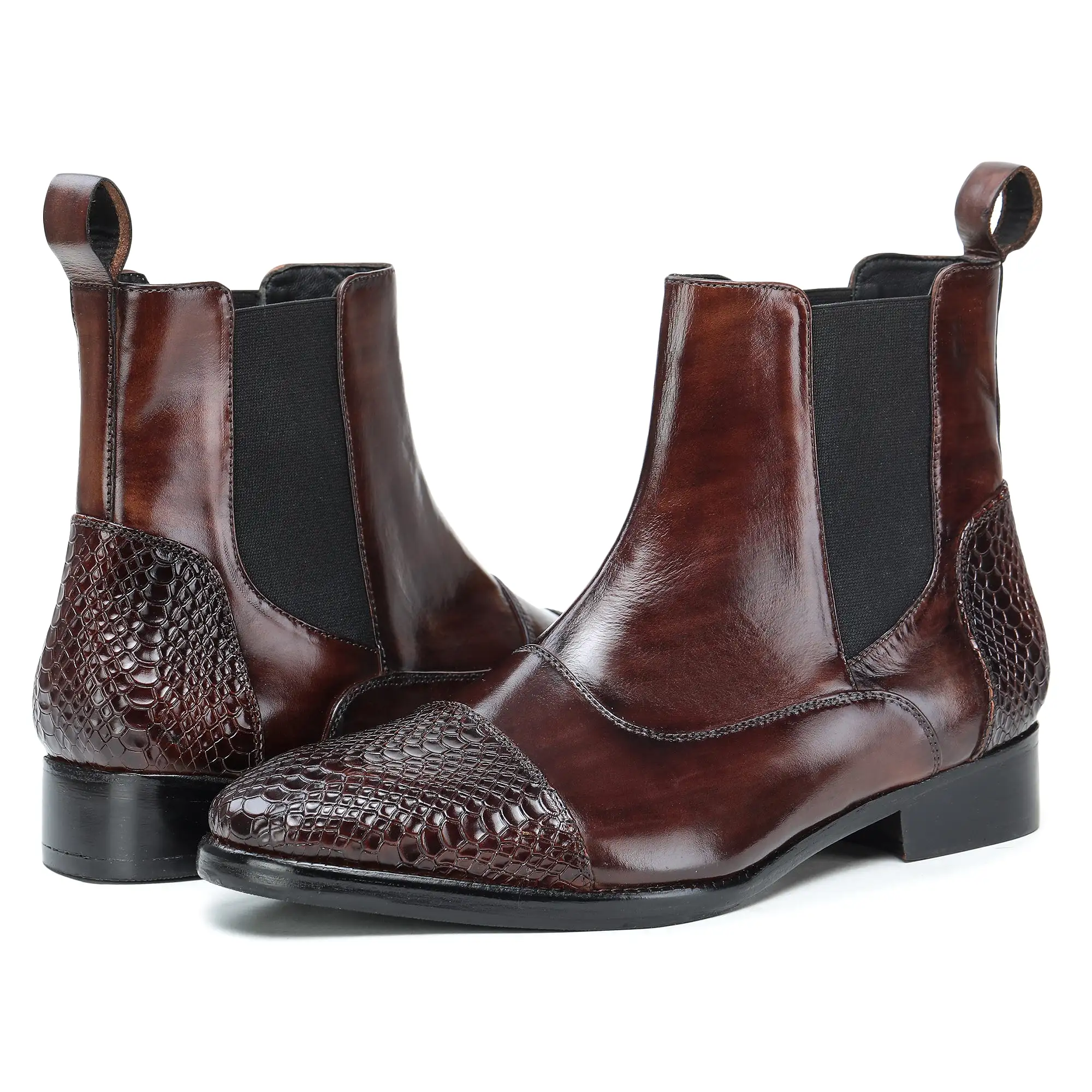 Captoe Chelsea Boots- Python Brown