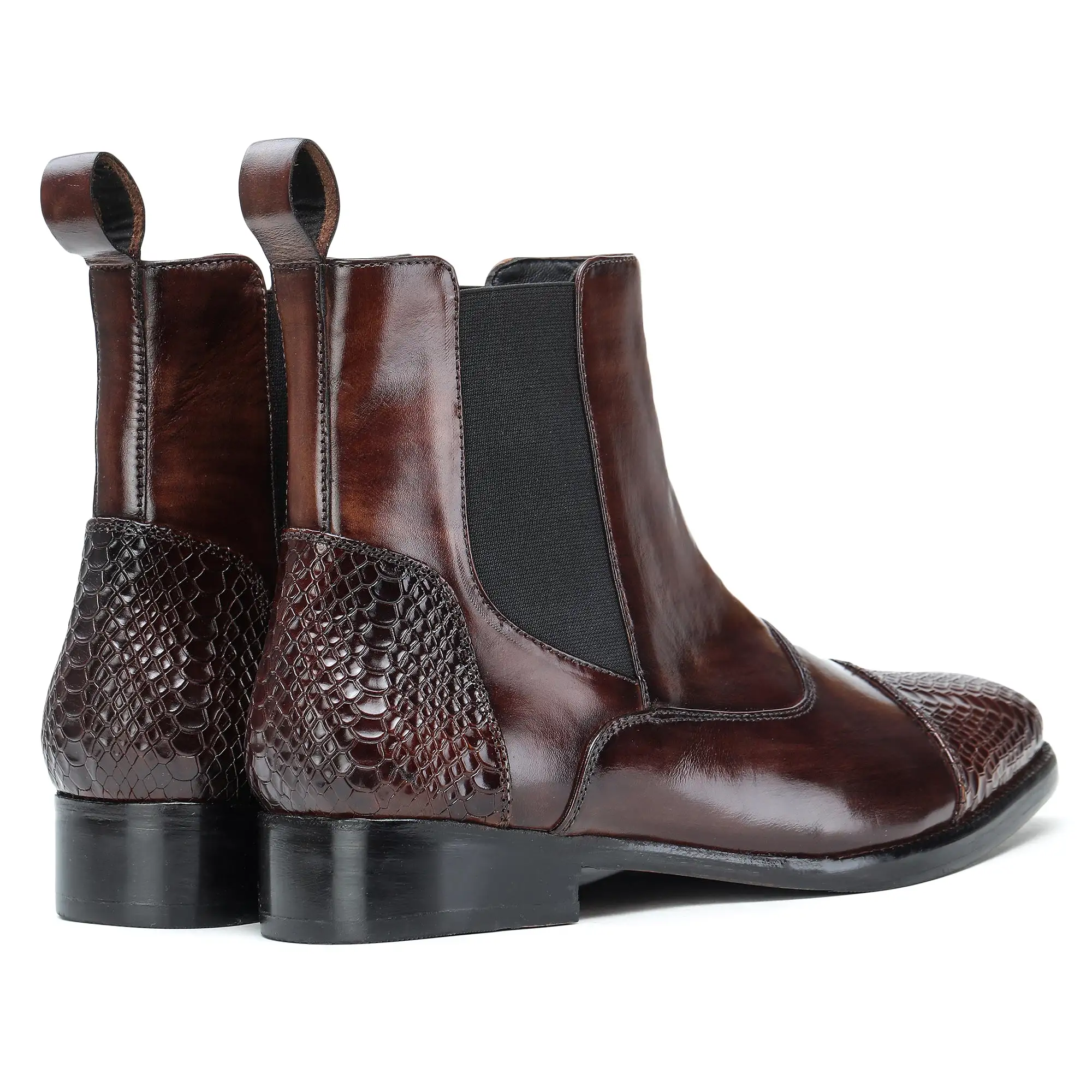 Captoe Chelsea Boots- Python Brown