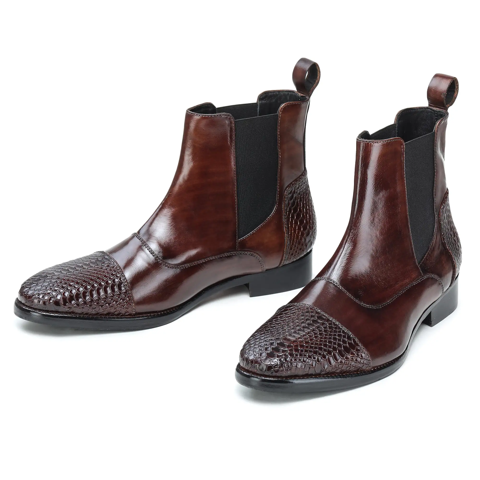 Captoe Chelsea Boots- Python Brown