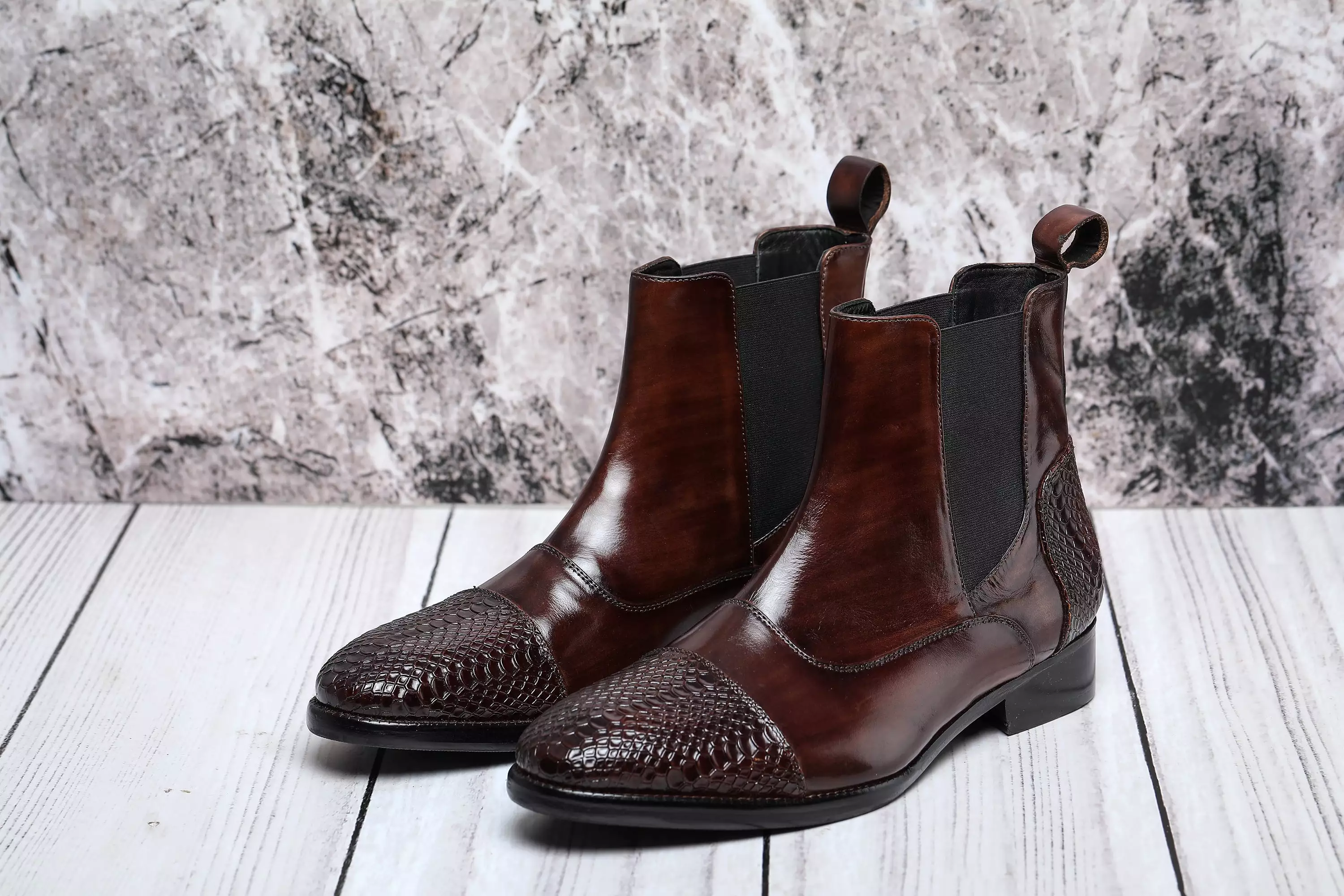 Captoe Chelsea Boots- Python Brown