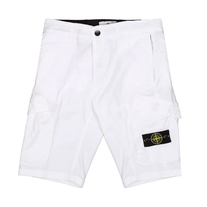 CARGO SHORTS IN STRETCH COTTON PATCH LOGO Kids White