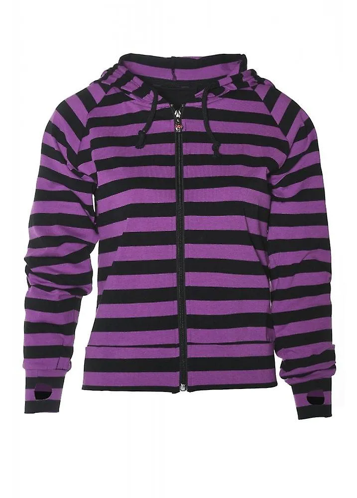 Cat Ears Striped Black and Purple Hoodie