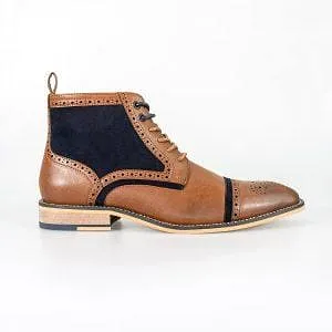 Cavani Modena Tan/Navy Men's Leather Boots