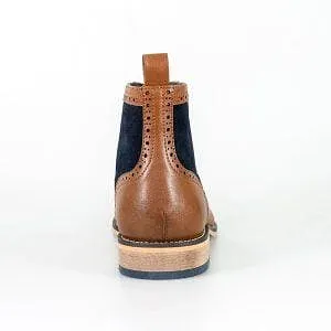 Cavani Modena Tan/Navy Men's Leather Boots