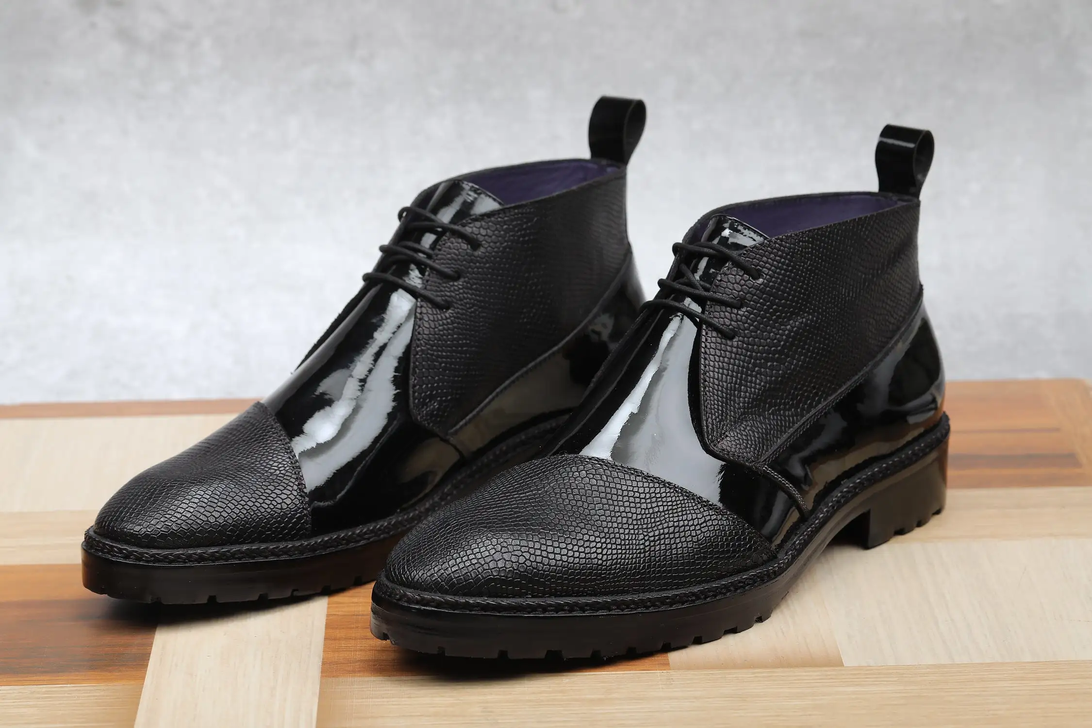 Classic Chukka Boots- Patent Black