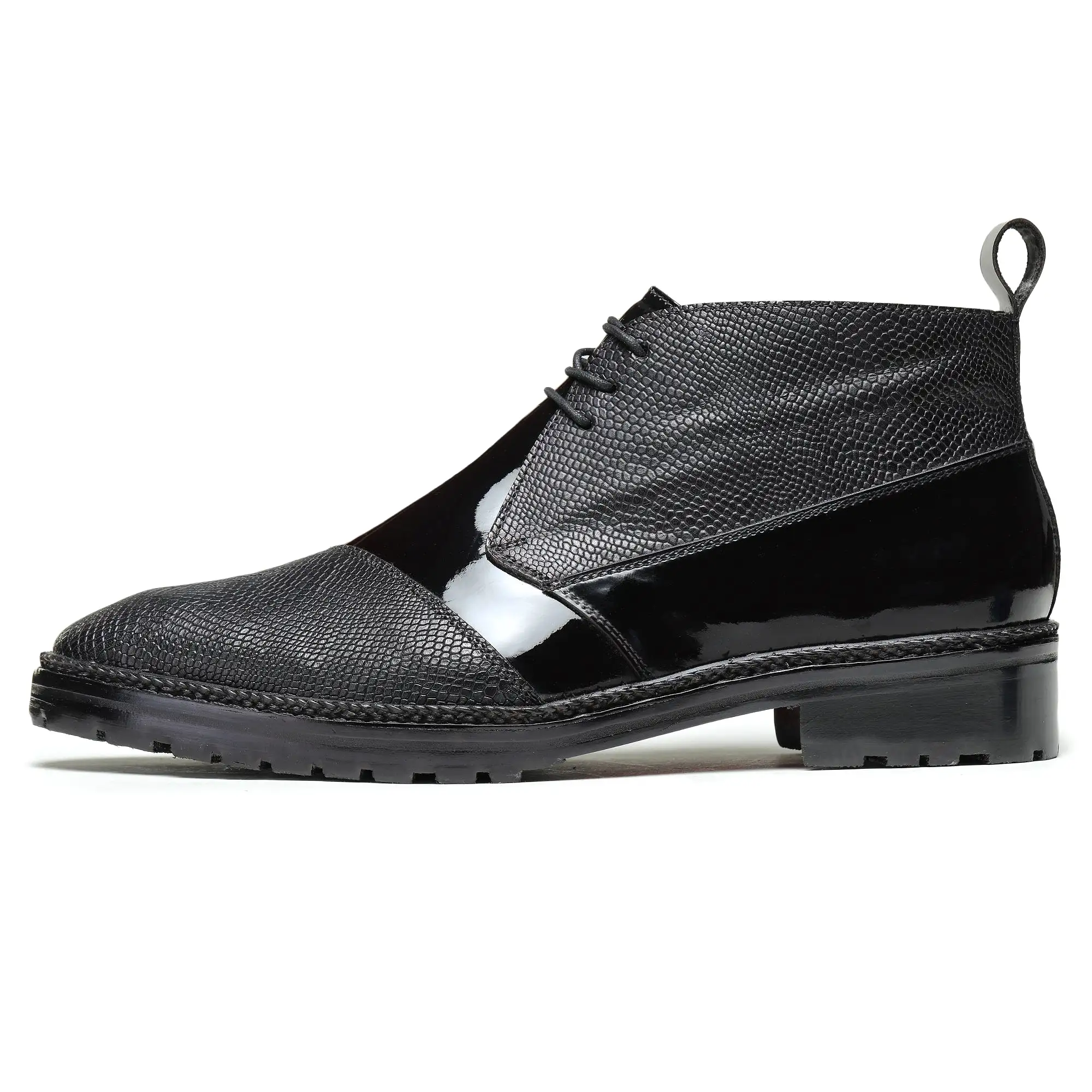 Classic Chukka Boots- Patent Black