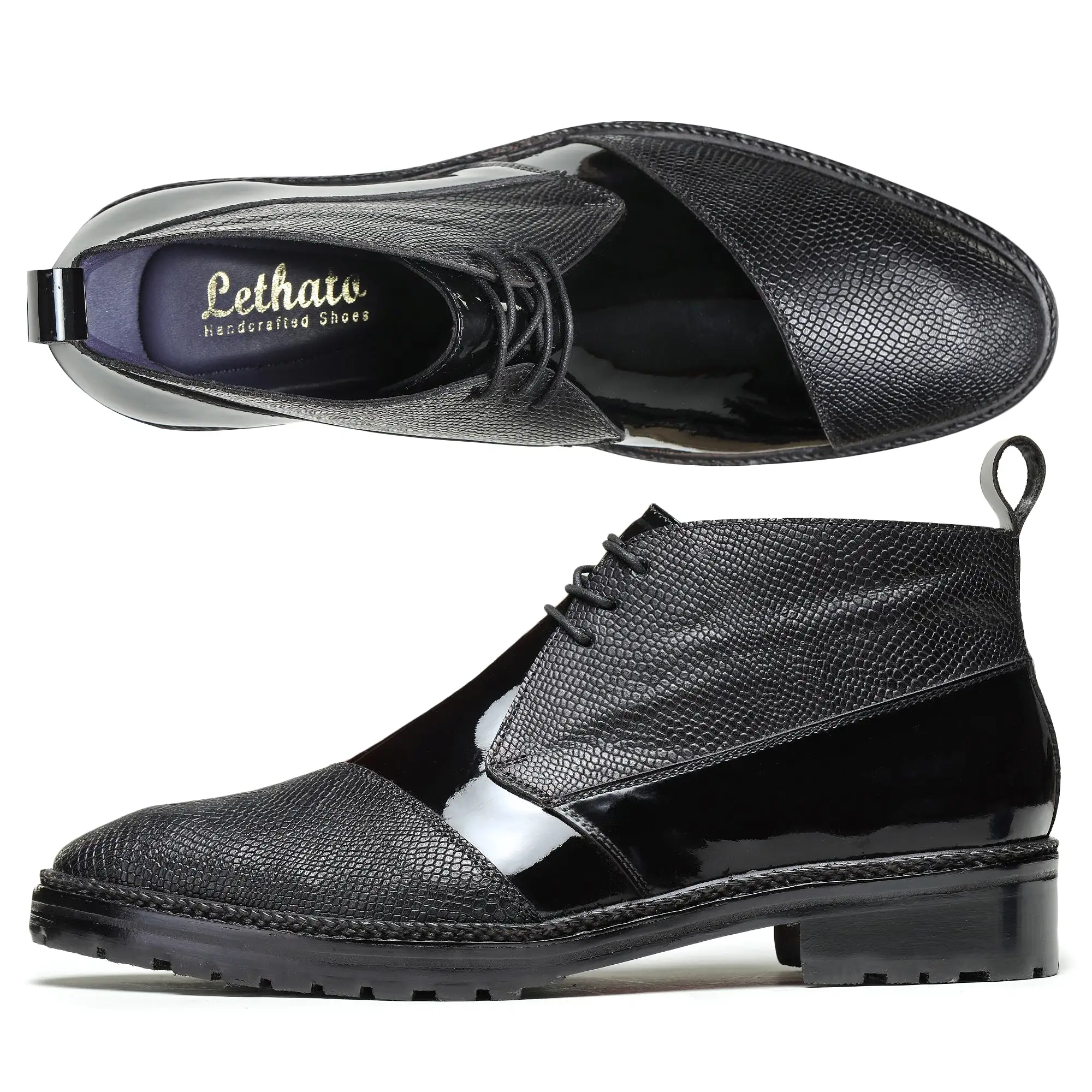 Classic Chukka Boots- Patent Black