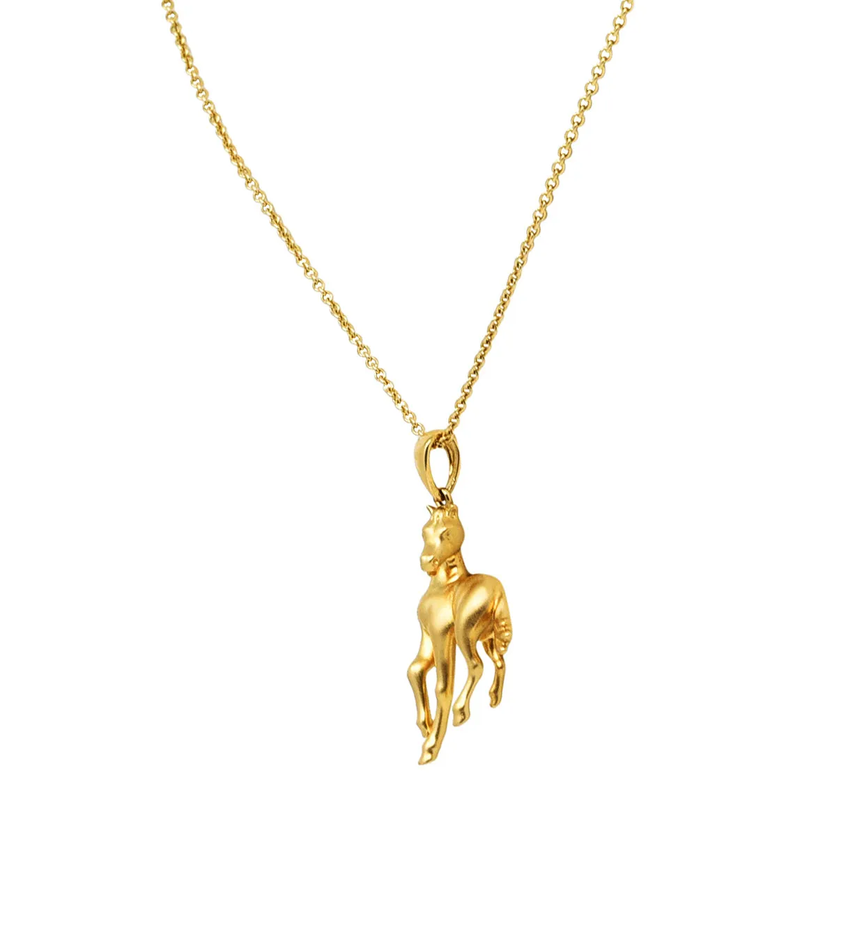 Contemporary Diamond 14 Karat Two-Tone Gold Equestrian Horse Pendant Necklace