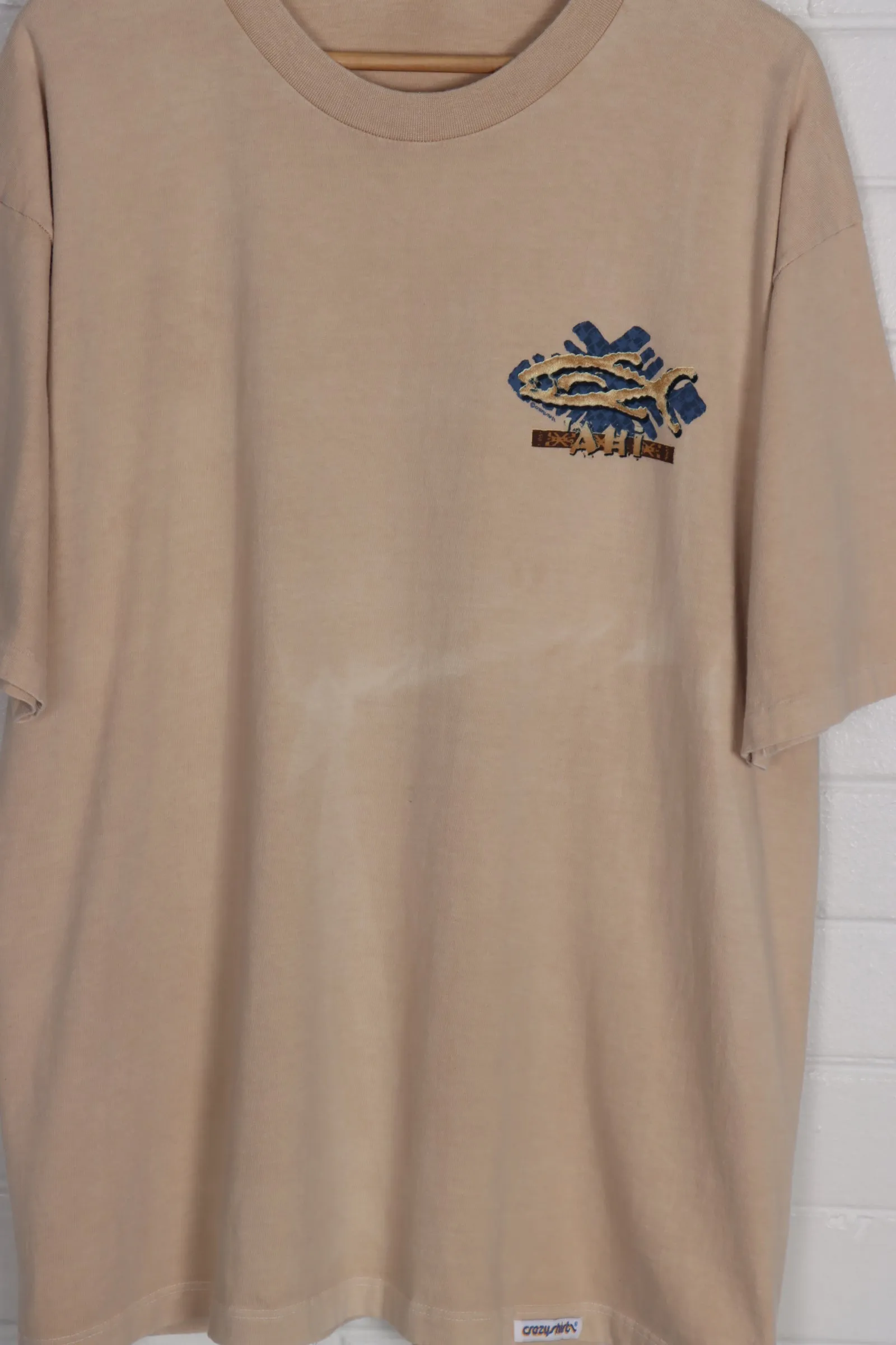 Crazy Shirts Ahi Hawaii Coffee Dyed USA Made T-Shirt (XL)