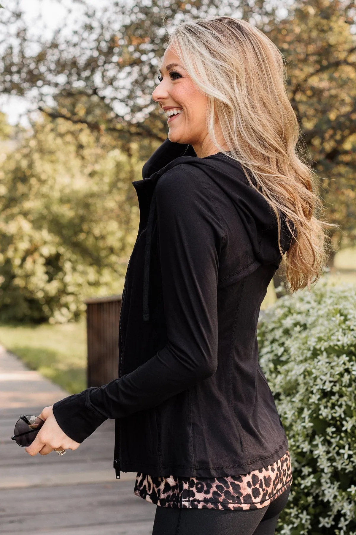 Crushing Goals Athleisure Jacket- Black