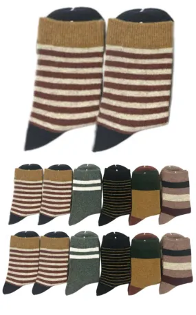 DB1502 Stripe Wool Blend Warm Crew Women Socks  (12prs Pack)