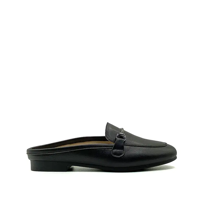 Demi Mule Bit Women's Shoes - Black Leather