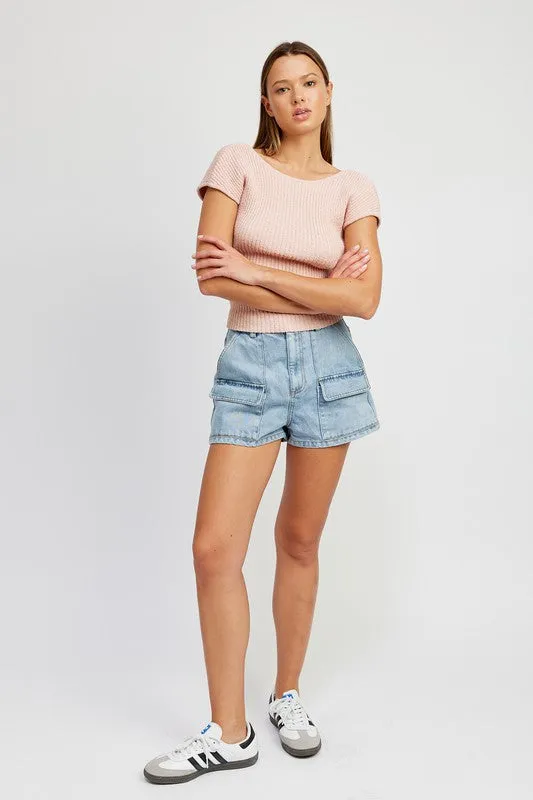 DENIM CARGO SHORTS