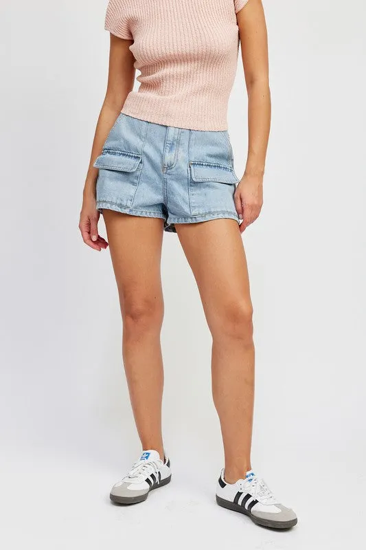 DENIM CARGO SHORTS