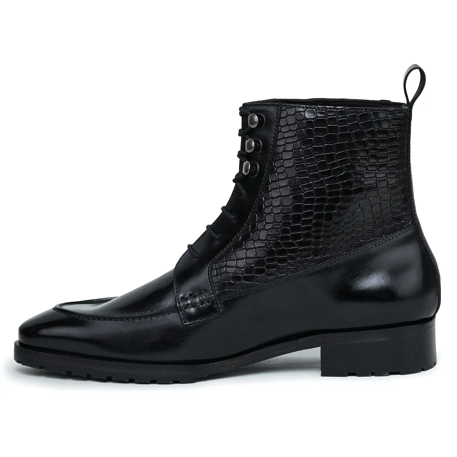 Derby Lace Up Boots - Black