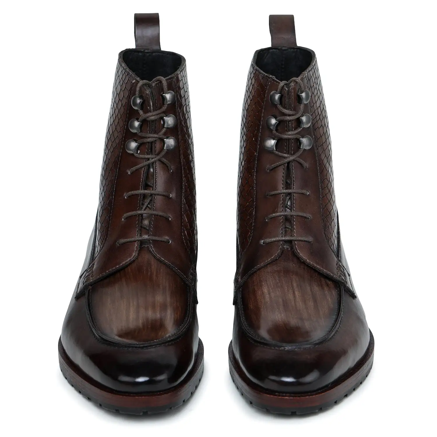 Derby Lace Up Boots - Brown