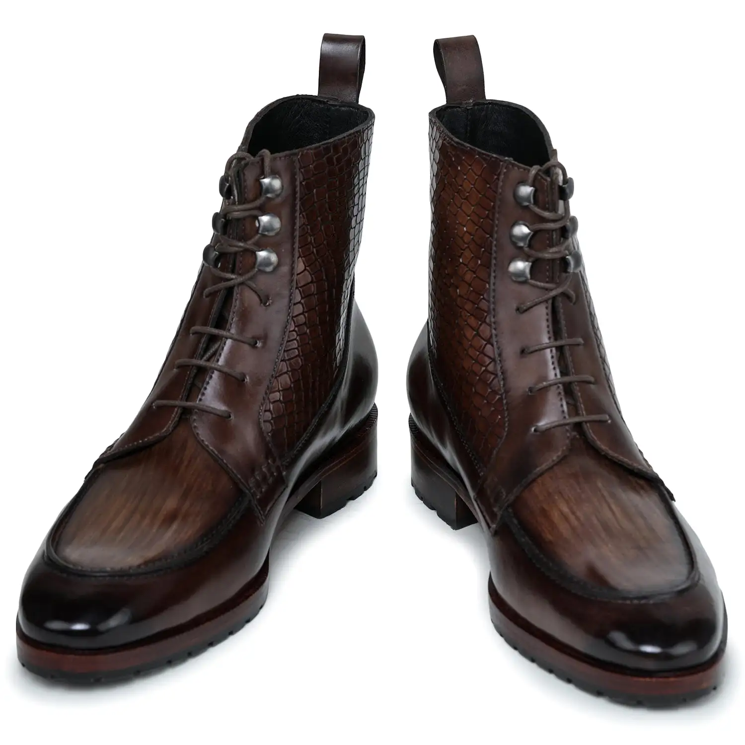 Derby Lace Up Boots - Brown