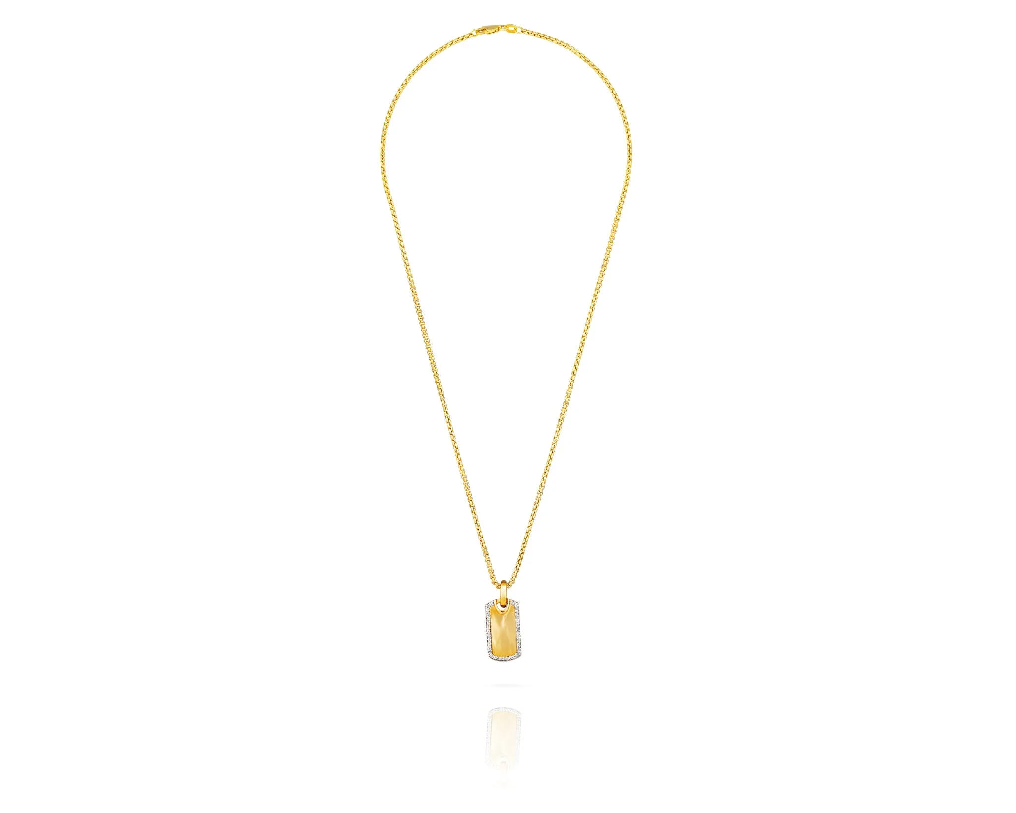 Dog Tag Stirrup Necklace | Gold