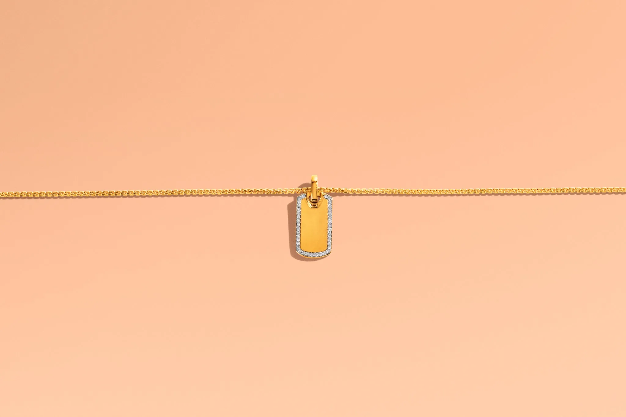 Dog Tag Stirrup Necklace | Gold