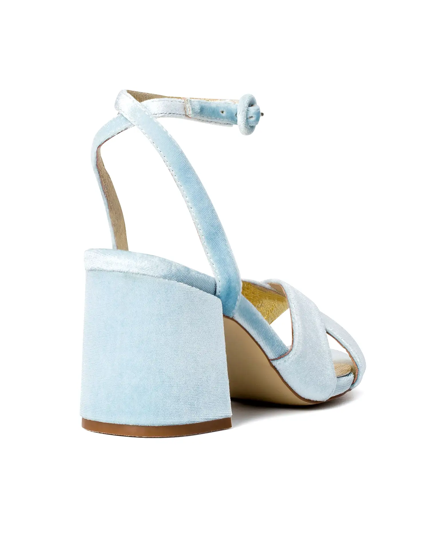 DOVE - BLUE VELVET BLOCK HEEL BRIDAL SHOES