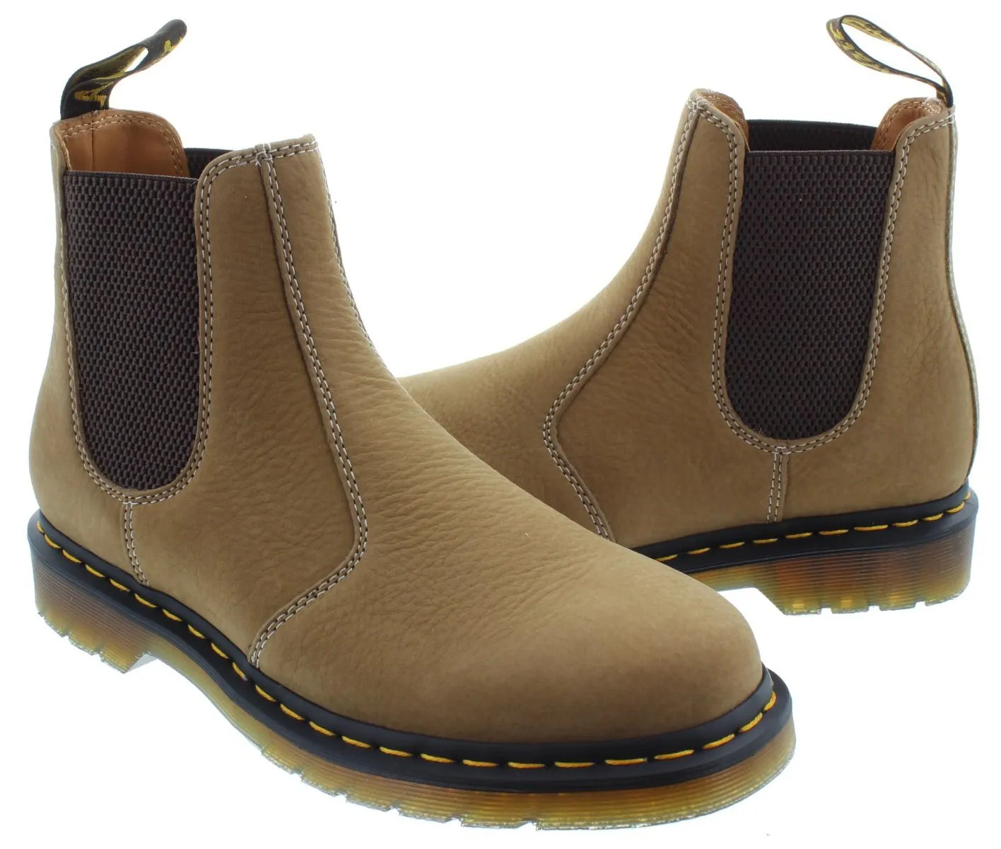 DR MARTENS Mens 2976 Yellow Stitch Boots In Savannah Tan