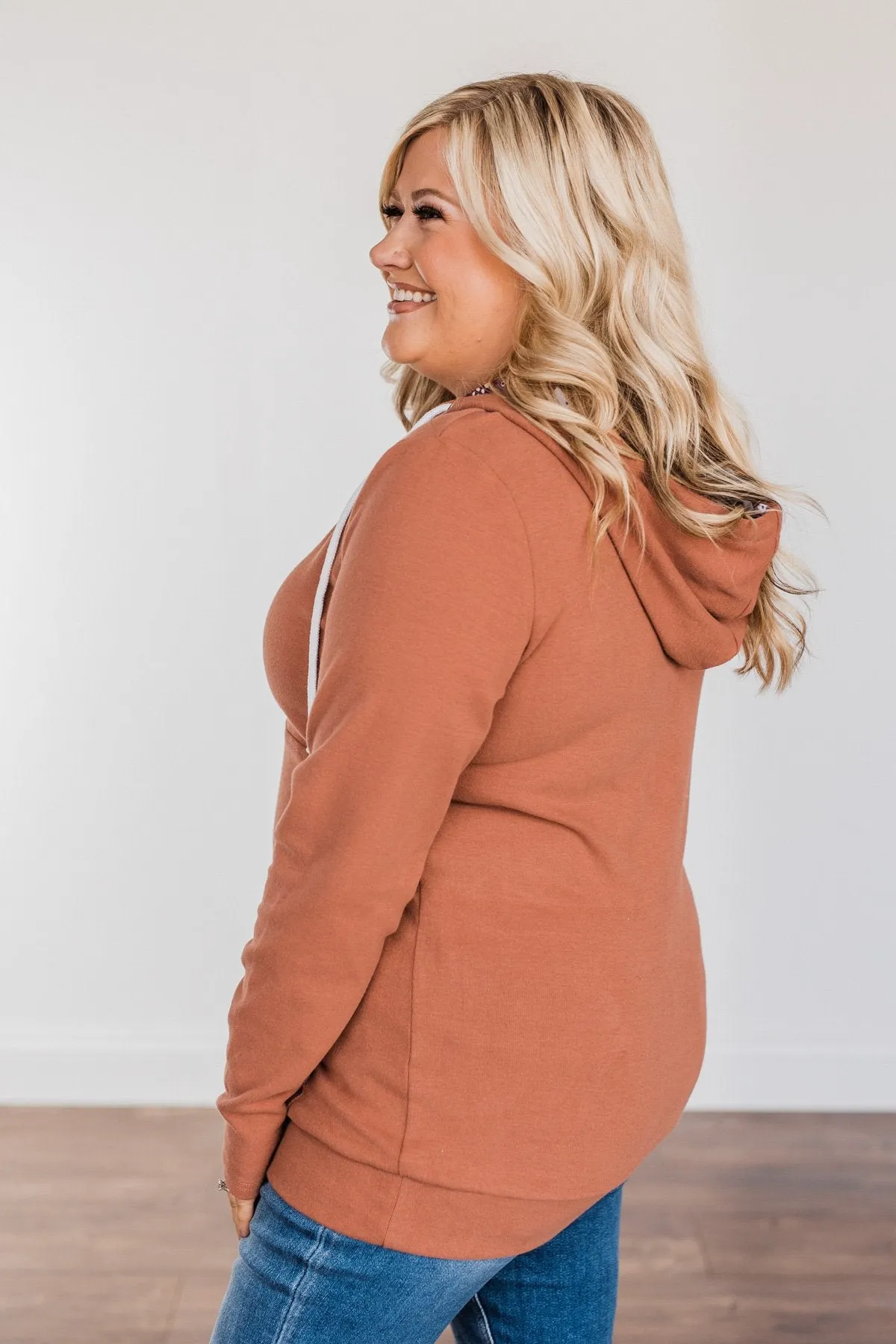 Easy To Love Quarter Zip Hoodie- Clay