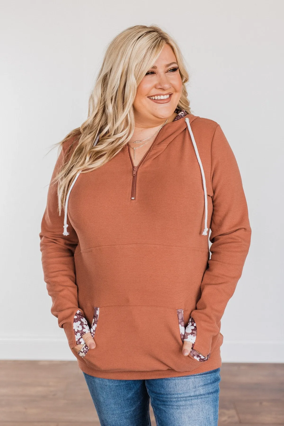 Easy To Love Quarter Zip Hoodie- Clay